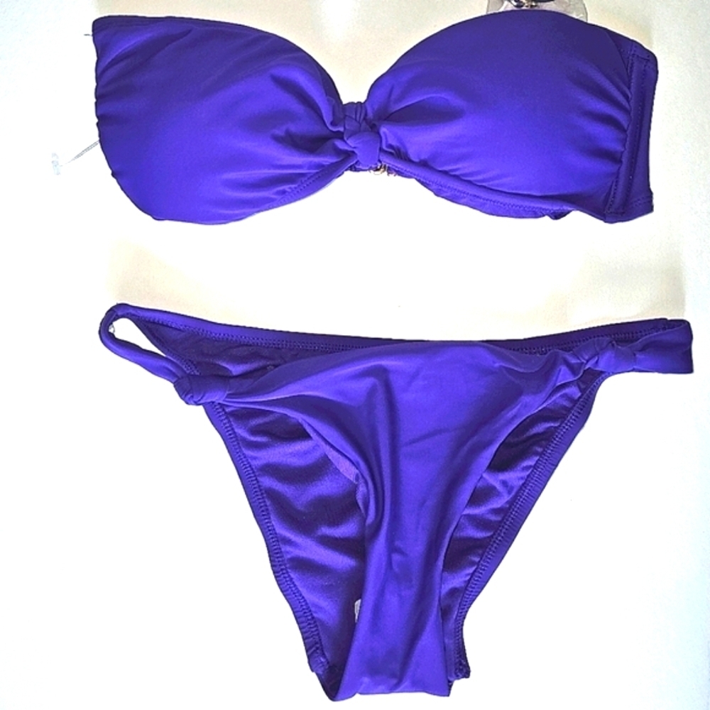 Shade & Shore Purple Knot Bandeau Bikini Set
